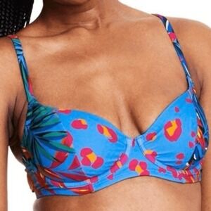 Women's Tropical/Leopard Print Underwire Bikini Top - Tabitha Brown XS